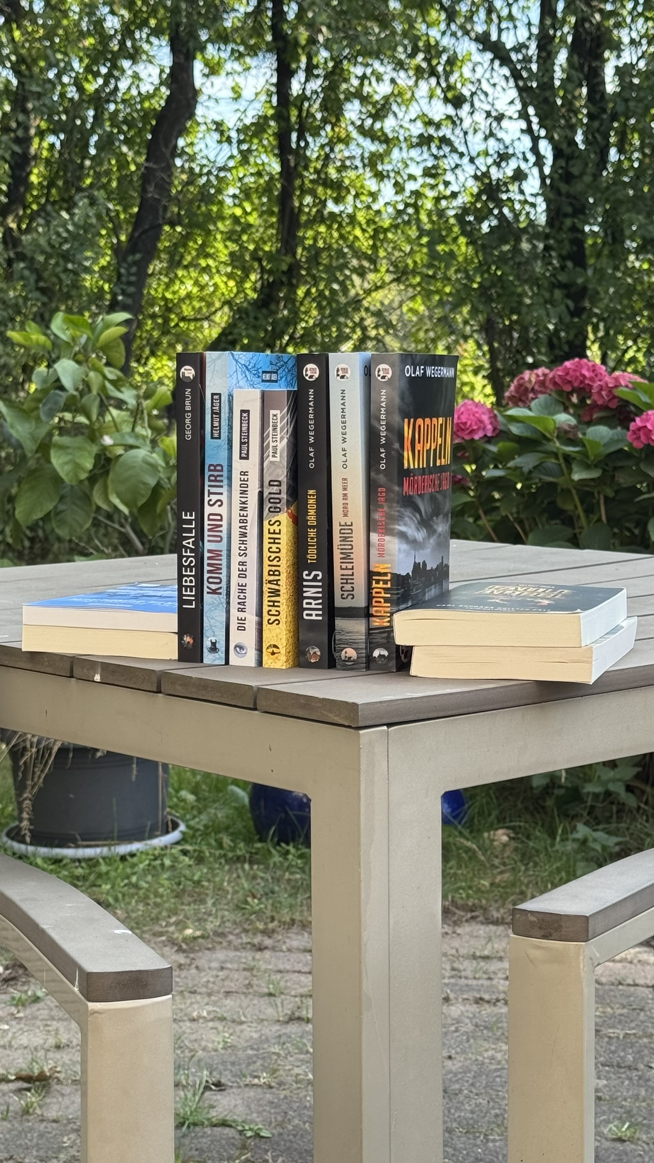 Buchstapel auf Tisch